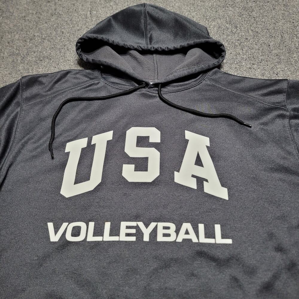 USA Volleyball Hoodie Mens Medium Gray America Olympic Flag Sweatshirt Sweater